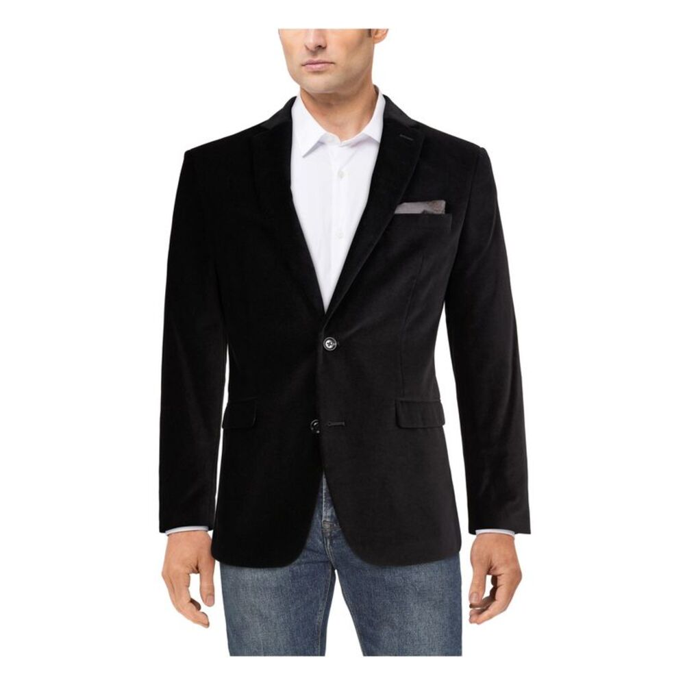 BAR III Mens Black Cotton Blend Coat 36S